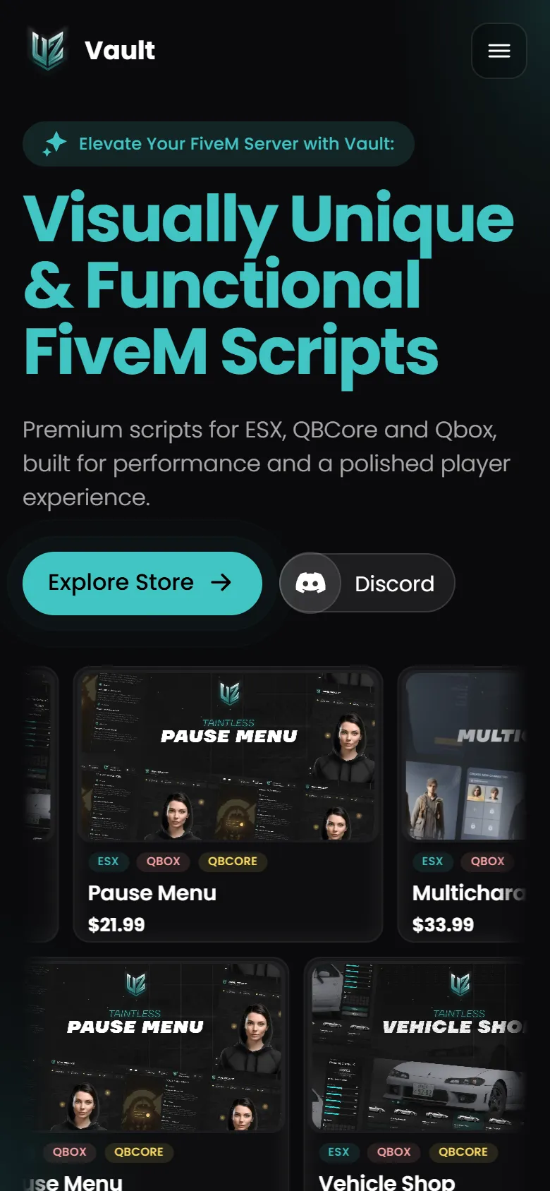 Vault storefront on a phone